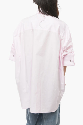 Camicia Con Rouches A Maniche Corte Con Risvolto
