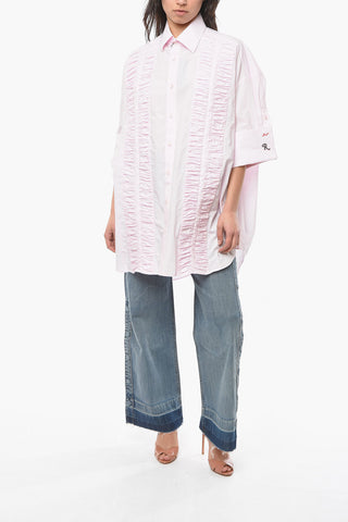 Camicia Con Rouches A Maniche Corte Con Risvolto