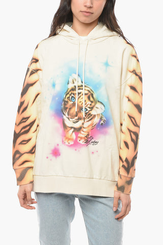 MAGNOLIA Hoodie Sweatshirt with Tiger Print and Lettering