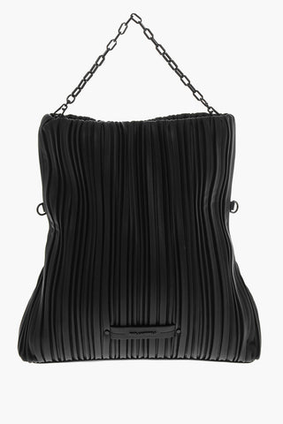 Pleated Faux-leather KUSHION Tote Bag