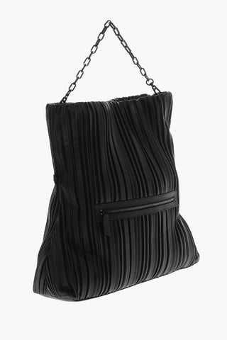 Pleated Faux-leather KUSHION Tote Bag
