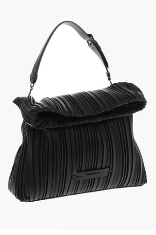 Pleated Faux-leather KUSHION Tote Bag