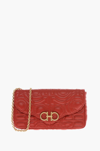 Matelassé-leather Pouch-wallet with Chain