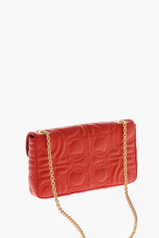 Matelassé-leather Pouch-wallet with Chain