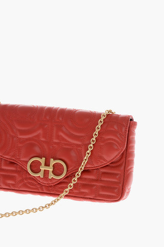 Matelassé-leather Pouch-wallet with Chain