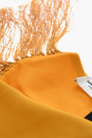 Silk-satin Fringed Scarf
