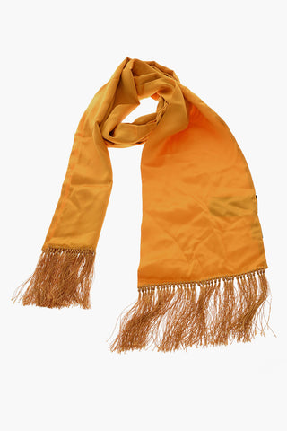 Silk-satin Fringed Scarf