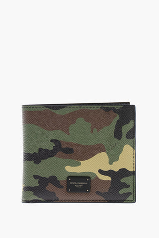 Gros-grain Leather Bifold Wallet with Camou Print