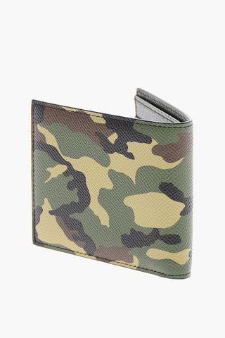 Gros-grain Leather Bifold Wallet with Camou Print