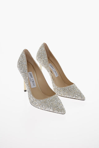 Stiletto Heel ROMY Glittered Leather Pumps 10cm