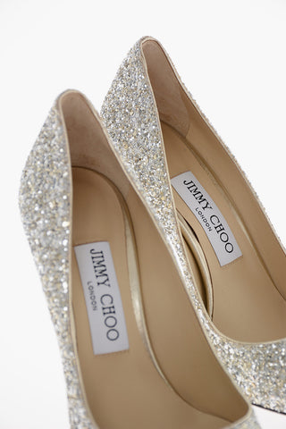 Stiletto Heel ROMY Glittered Leather Pumps 10cm