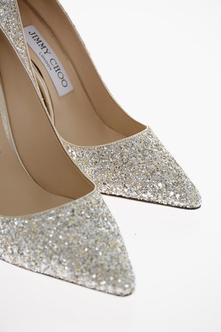 Stiletto Heel ROMY Glittered Leather Pumps 10cm