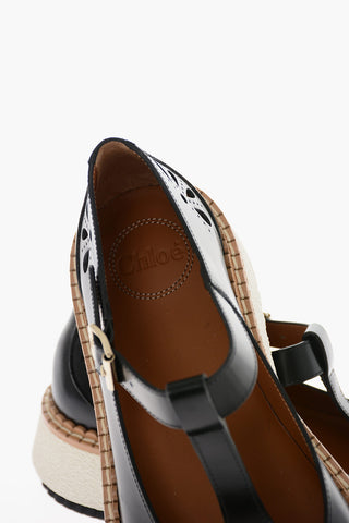 Platform Sole Perforated Leather Mary Jane Shoes