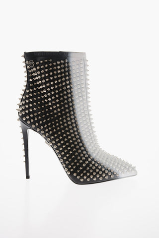 Leather SPRAY FASHION SHOW Booties with Studs All-Over 12cm