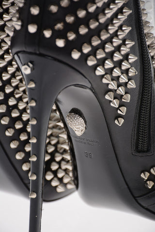Leather SPRAY FASHION SHOW Booties with Studs All-Over 12cm