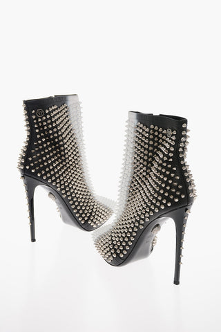 Leather SPRAY FASHION SHOW Booties with Studs All-Over 12cm