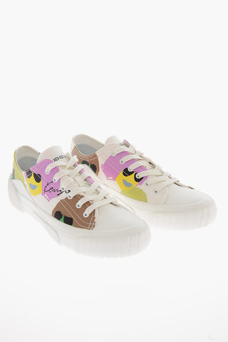 Printed Canvas TIGER CREST Lace-up Sneakers