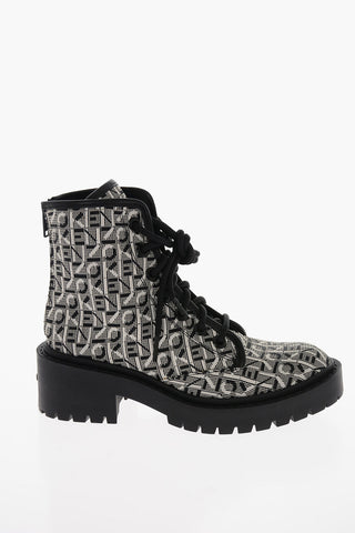 Monogram Fabric PIKE Lace-up Combat Booties