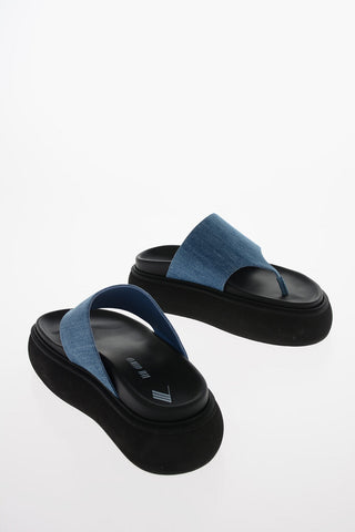 Denim SELENE Platform Thong Sandals