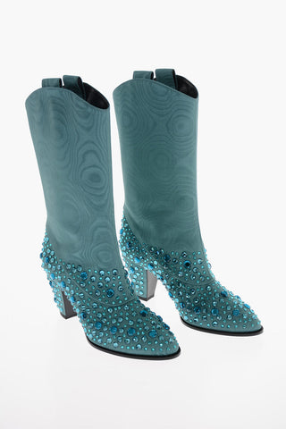 Crystal MOIRET Western Booties 7cm
