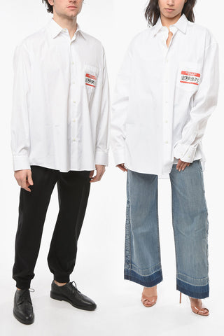 UNISEX Cotton-poplin Shirt with HELLO MY NAME IS VETEMENTS Print