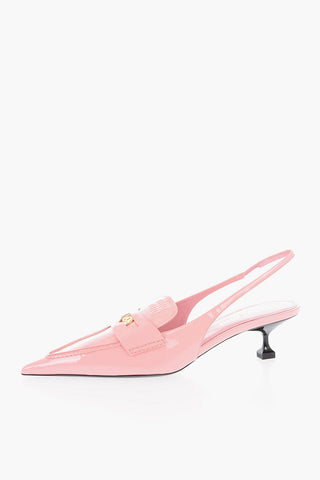 Spool Heel Patent Leather Penny Loafers 4cm