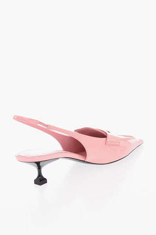 Spool Heel Patent Leather Penny Loafers 4cm