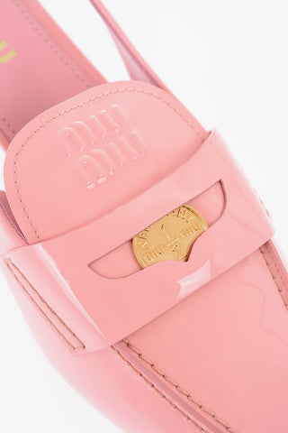 Spool Heel Patent Leather Penny Loafers 4cm