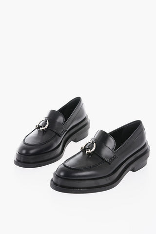 Metal Charm NEVERMIND Leather Loafers