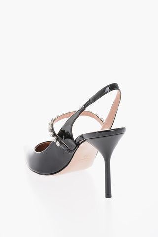 Jewel Strap Patent Leather Slingbacks 9cm