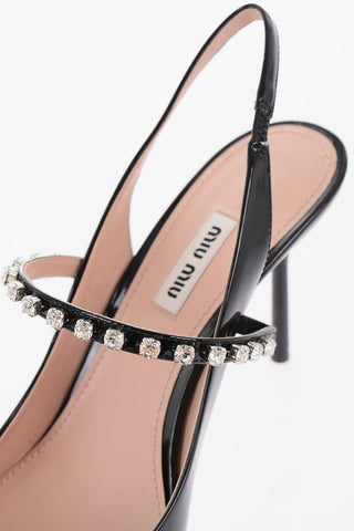 Jewel Strap Patent Leather Slingbacks 9cm