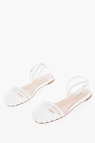 Perforated Patent Leather Slingback Ballet Flats