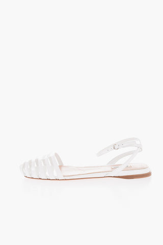 Perforated Patent Leather Slingback Ballet Flats