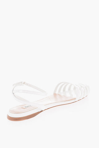 Perforated Patent Leather Slingback Ballet Flats