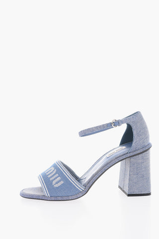Logoed Band Jacquard Denim Sandals 8cm