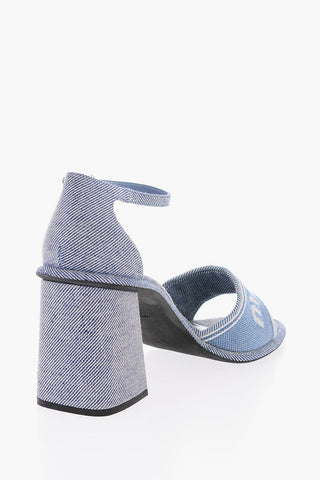 Logoed Band Jacquard Denim Sandals 8cm