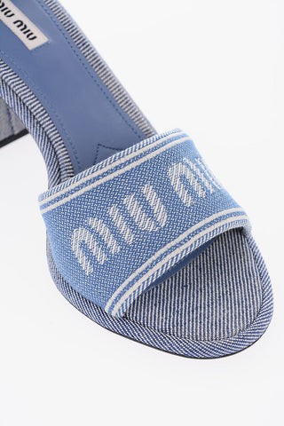 Logoed Band Jacquard Denim Sandals 8cm