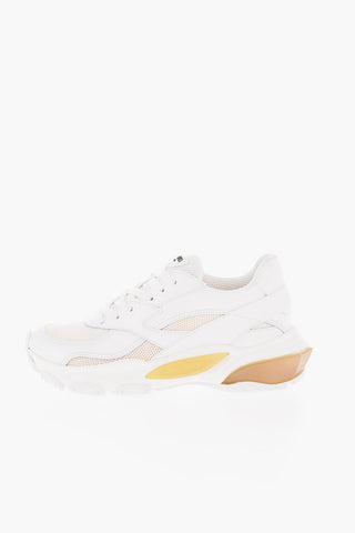 Diamond Sole Leather Lace-up Sneakers