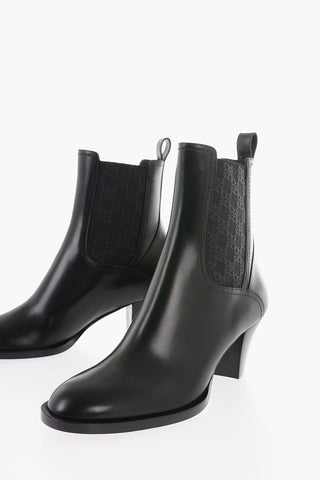 Leather Chelsea Booties with Monogram Elastic Insert 6cm