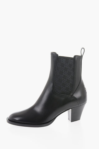Leather Chelsea Booties with Monogram Elastic Insert 6cm