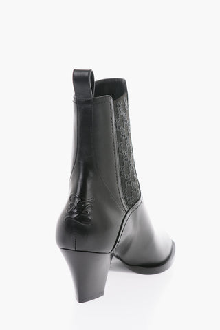 Leather Chelsea Booties with Monogram Elastic Insert 6cm