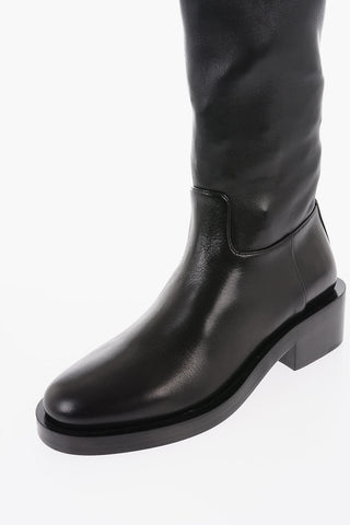 Inner Zip Over the Knee Leather Boots