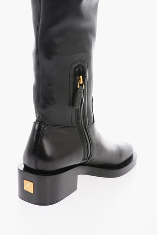 Inner Zip Over the Knee Leather Boots