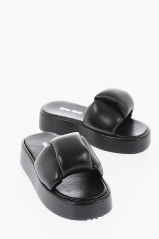 Knot Design Padded Nappa Platform Sliders