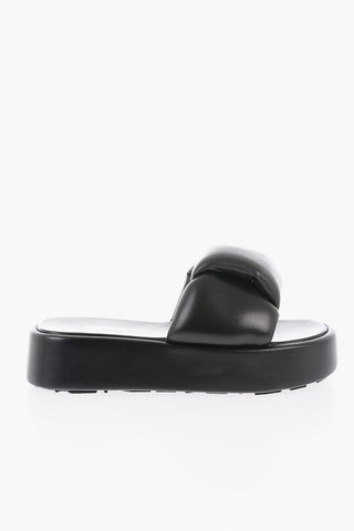 Knot Design Padded Nappa Platform Sliders