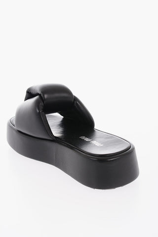 Knot Design Padded Nappa Platform Sliders