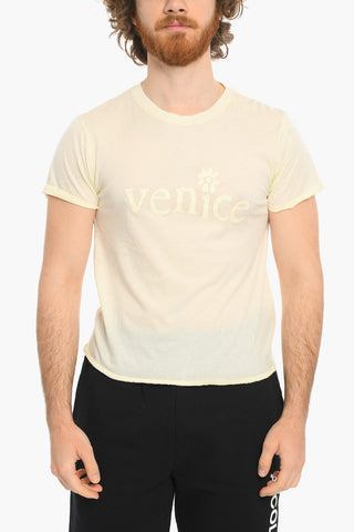 T-shirt Girocollo con Stampa Vernice
