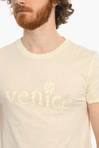 T-shirt Girocollo con Stampa Vernice