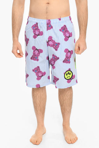All-Over Teddy Printed Awning Striped Shorts