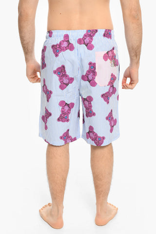 All-Over Teddy Printed Awning Striped Shorts